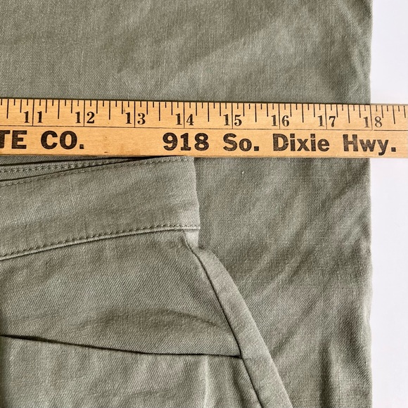 Evereve Joelle Stretch Linen Olive Wide-Leg Crop Pants - Picture 15 of 15